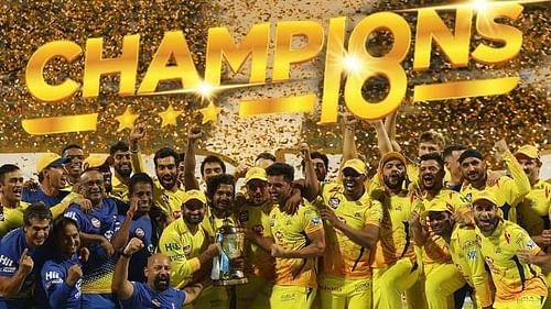 Chennai Super Kings celebrate after winning IPL 2018