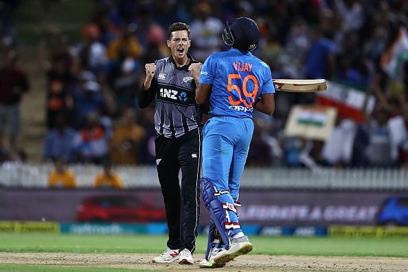 Santner celebrates a wicket