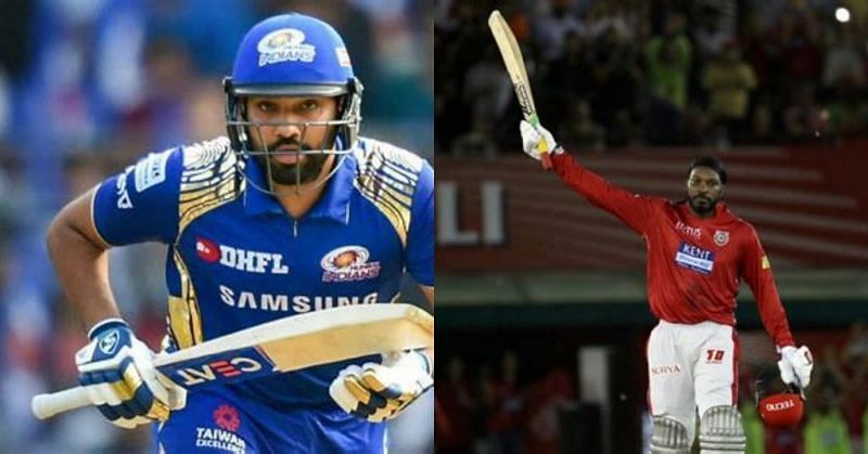 Chris Gayle and Rohit Sharma (Image courtesy - IPLT20.com/BCCI)