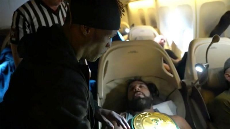 Image result for r-truth pins jinder mahal in flight