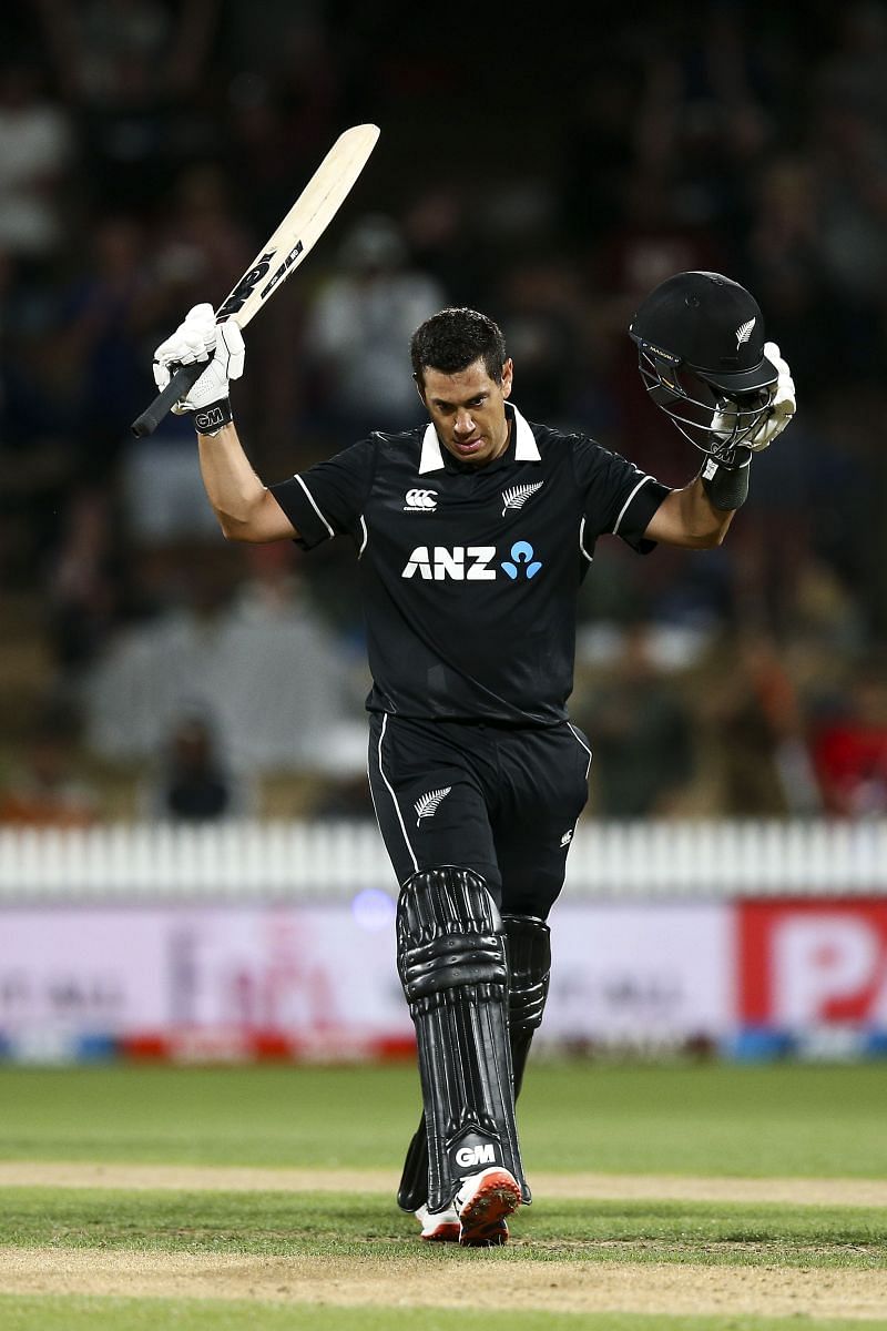 Ross Taylor celebrating his century