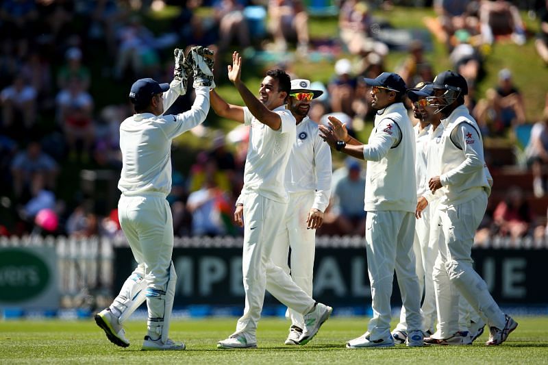 Zaheer Khan celebrates with teammates