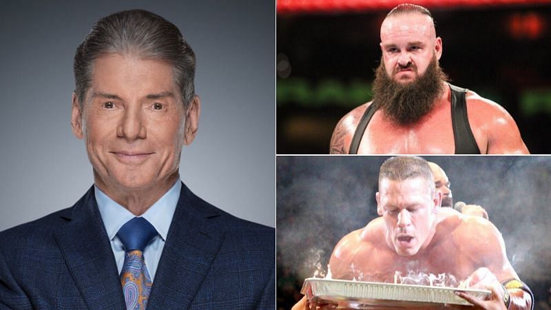 Vince McMahon, Braun Strowman and John Cena