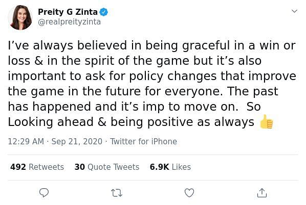 Preity Zinta also stated that it was time to move on from the incident.