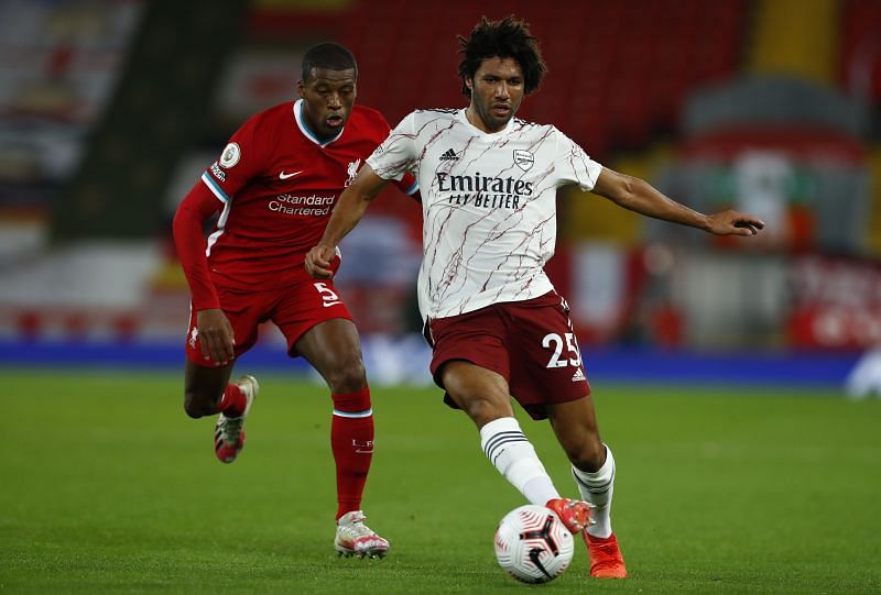 Mohamed Elneny in action for Arsenal