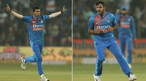 It is a toss-up between Shardul Thakur (R) and Navdeep Saini (L) for India's third seamer