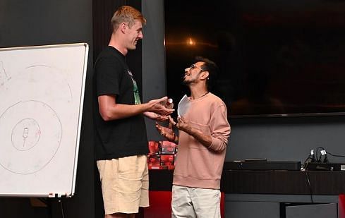 Kyle Jamieson & Yuzvendra Chahal. Pic: yuzi_chahal23 Instagram