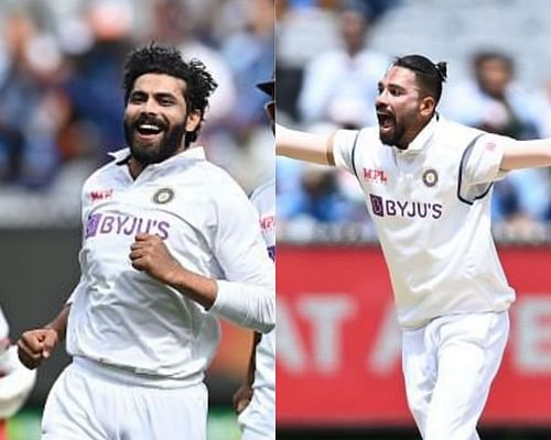 Ravindra Jadeja (L) and Mohammed Siraj