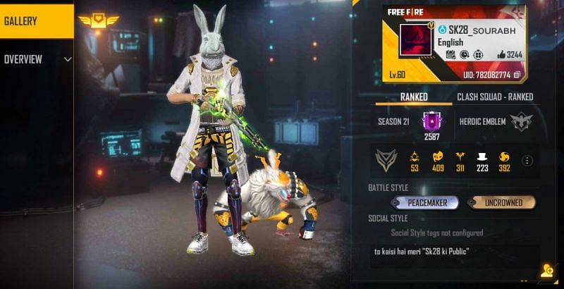 SK28 Gaming&#039;s Free Fire ID is 782082774