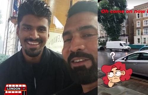 Dinesh Karthik with Washington Sundar in London