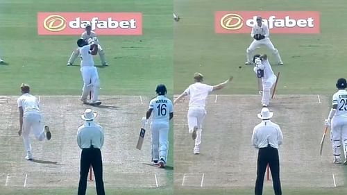 Dismissals of Rohit Sharma (L) and Mayank Agarwal (R) against County XI.