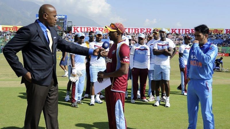 Dwayne Bravo announcing that West Indies is pulling out of the series against India in 2014