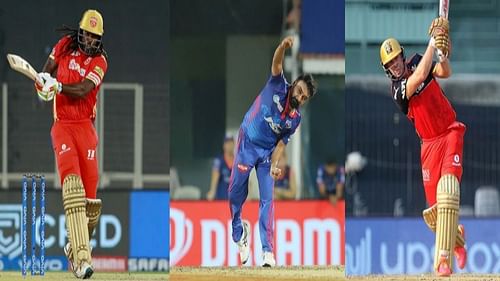 (From L to R) Chris Gayle, Amit Mishra and AB de Villiers. Pic: IPLT20.COM