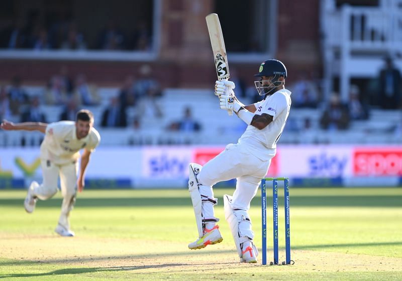KL Rahul pulls Mark Wood on his way to an impressive hundred at Lord's.