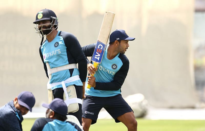 Mayank Agarwal in action during an India net session
