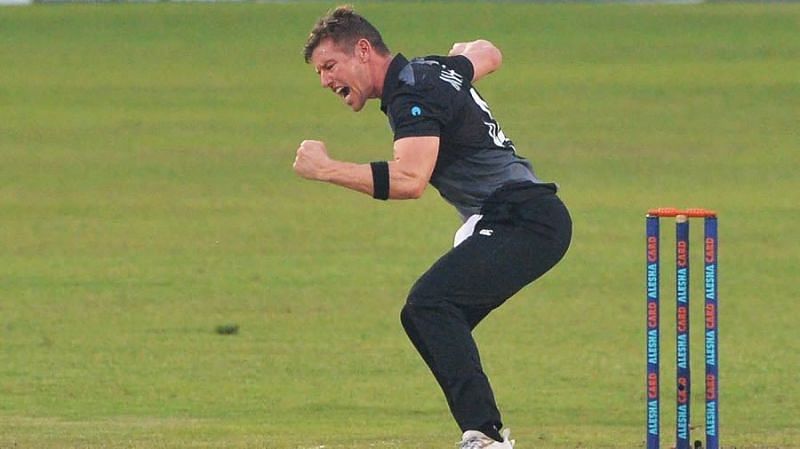 Cole McConchie celebrating a wicket