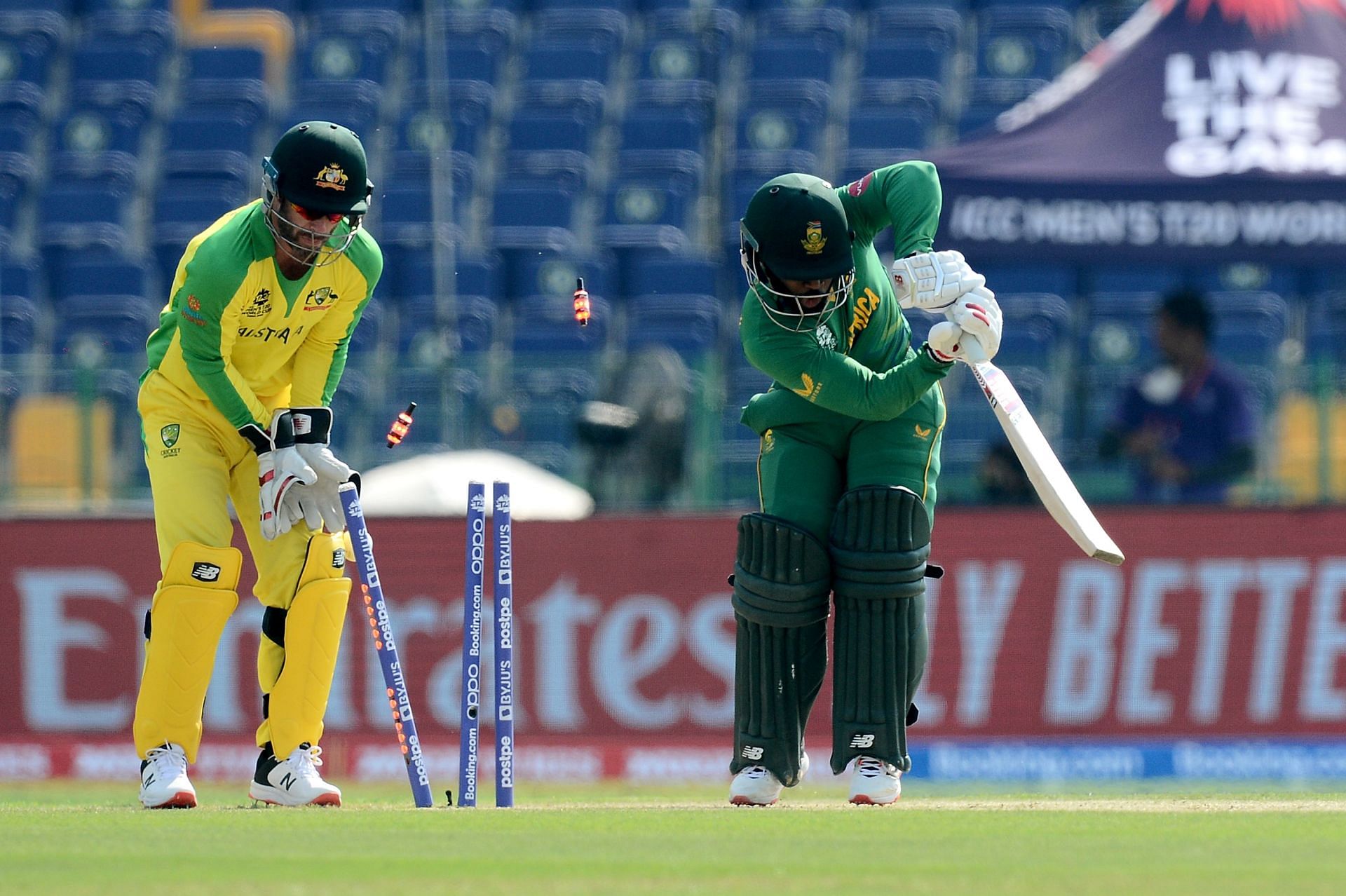 Temba Bavuma is clean bowled out. Pic: Getty Images