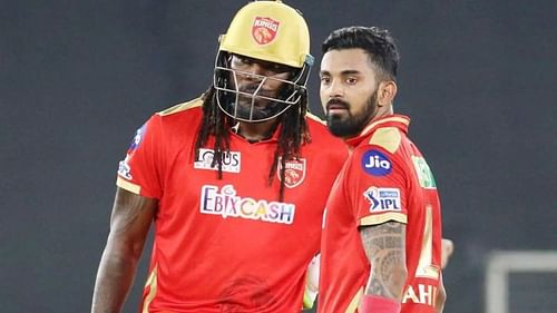 Chris Gayle and KL Rahul. (Image Credits: Twitter)
