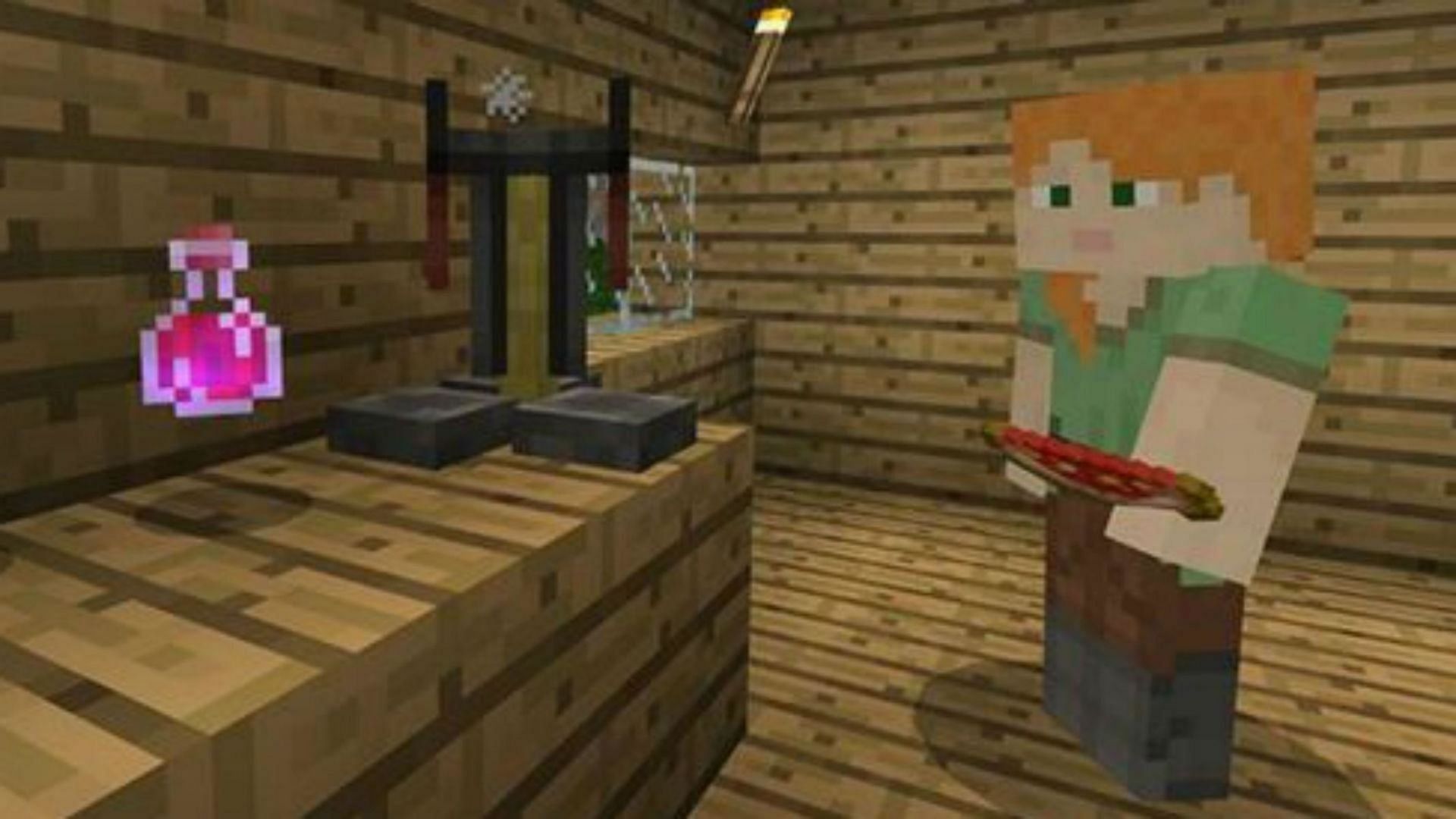 Potion brewing can yield several different variants of potions which provide different status effects (Image via Mojang)