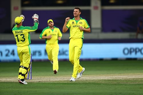 Josh Hazlewood during the T20 World Cup 2021 final. Pic: Getty Images