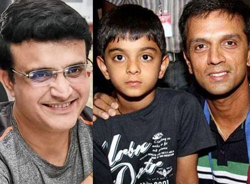 Sourav Ganguly(l) and Rahul Dravid with his son. (Image credits: Ganguly Instagram and India today)