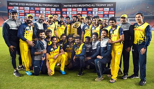 Tamil Nadu team after winning SMAT 2020. (Image: BCCI)