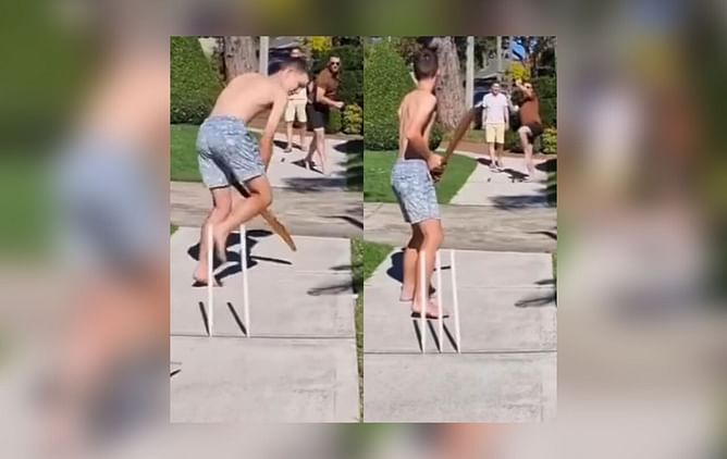 [Watch] Brett Lee bowls a fierce toe-crushing yorker to his son in backyard cricket