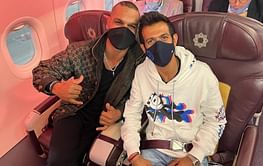 Shikhar Dhawan shares in-flight picture with 'reel partner' Yuzvendra Chahal on their way to Ahmedabad