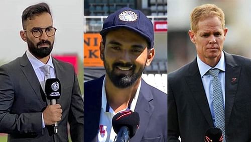 Dinesh Karthik, KL Rahul (Centre), and Shaun Pollock.