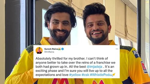 CSK's latest captain, along with Suresh Raina (R).