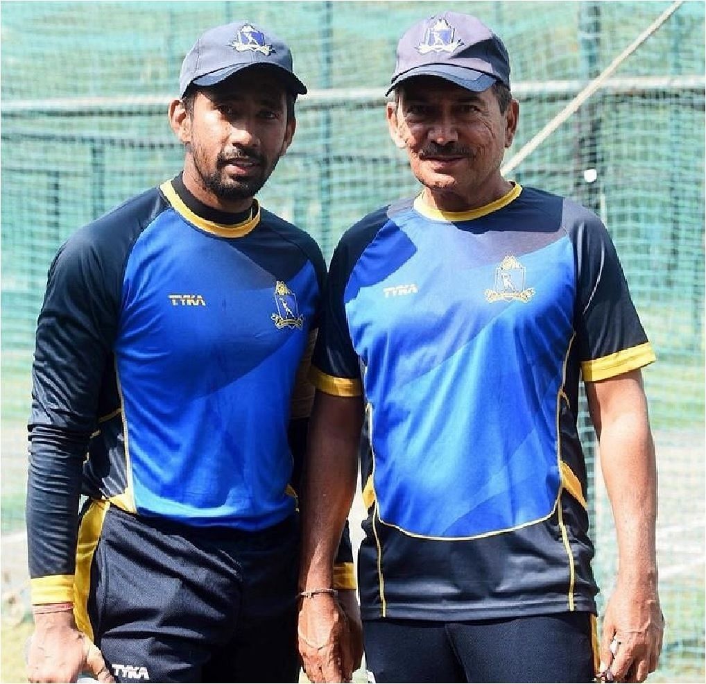 Wriddhiman Saha (left) and Arun Lal. Image: Wriddhiman Saha on Twitter