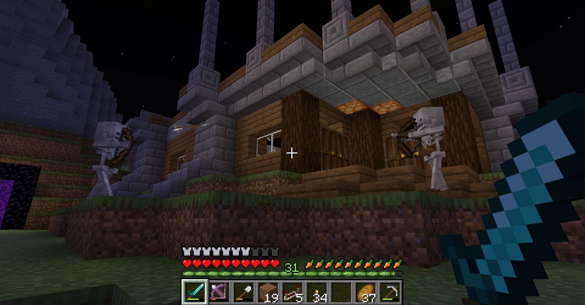 Two skeletons battle each other after one is provoked (Image via Mojang)