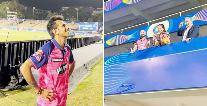 [Watch] "Itni khushi ki hat-trick le liya" - Yuzvendra Chahal's wife Dhanashree Verma interviews RR spinner after fifer vs KKR