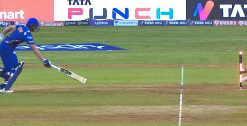 Tim David's runout changed the complexion of the game (Credit: BCCI)