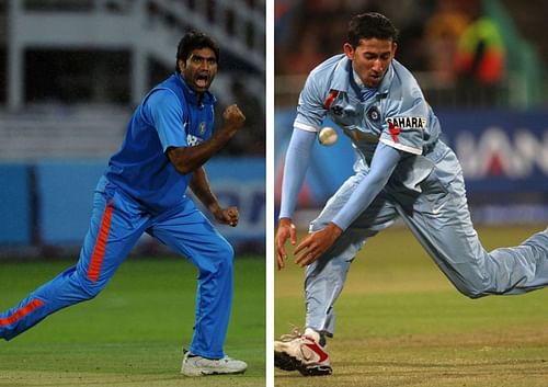 Munaf Patel (left) and Ajit Agarkar.
