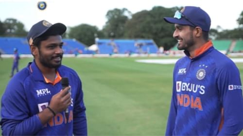 Sanju Samson (L) & Deepak Hooda. (P.C.:BCCI)