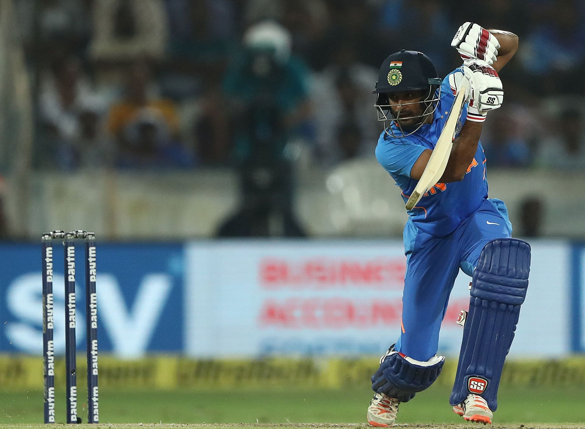 Ambati Rayudu bats during an ODI against Australia in Hyderabad in March 2019. Pic: Getty Images