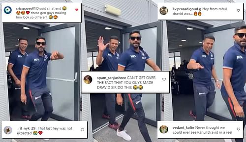 Rahul Dravid and Mohammed Siraj in the “Hey” video shared by Shikhar Dhawan.