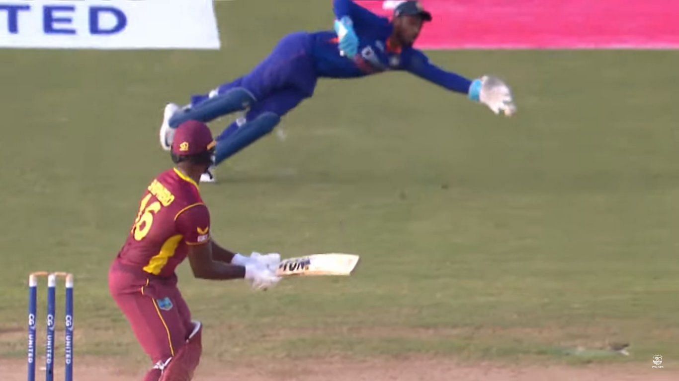 Sanju Samson's stop saved the day for India [P/C: Twitter]