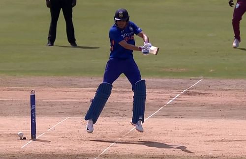 Shubman Gill scored his maiden ODI fifty in the first ODI against the West Indies [P/C: Twitter]