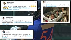 IND vs ZIM 2022: “Ye jersey mujhe dede Thakur” - Twitterati give cricketing twist to 'Sholay' as Shikhar Dhawan bats wearing Shardul Thakur’s jersey