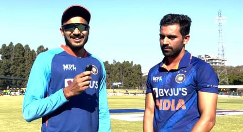 Axar Patel (left) with Deepak Chahar. [Pic credits: BCCI]