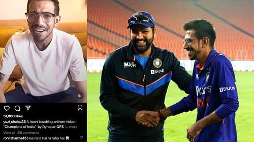 Rohit Sharma trolled Yuzvendra Chahal on the way he spoke in his promotional video on Instagram. (P.C.:Instagram & BCCI)
