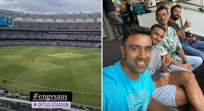 [Picture] Ravichandran Ashwin, Yuzvendra Chahal, Dinesh Karthik, and Harshal Patel enjoy AUS vs ENG opening T20I in Perth ahead of T20 World Cup