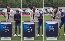 Yuzvendra Chahal leaves fans in split as he hides behind Ashish Nehra during pre-match segment ahead of IND vs NZ 3rd ODI