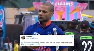 “Drop himself now” - Fans react after captain Shikhar Dhawan's flop show in 2nd ODI vs New Zealand