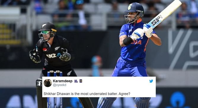 “Just showed how an opener’s innings look like” – Fans react as Shikhar Dhawan hits 72 off 77 against New Zealand