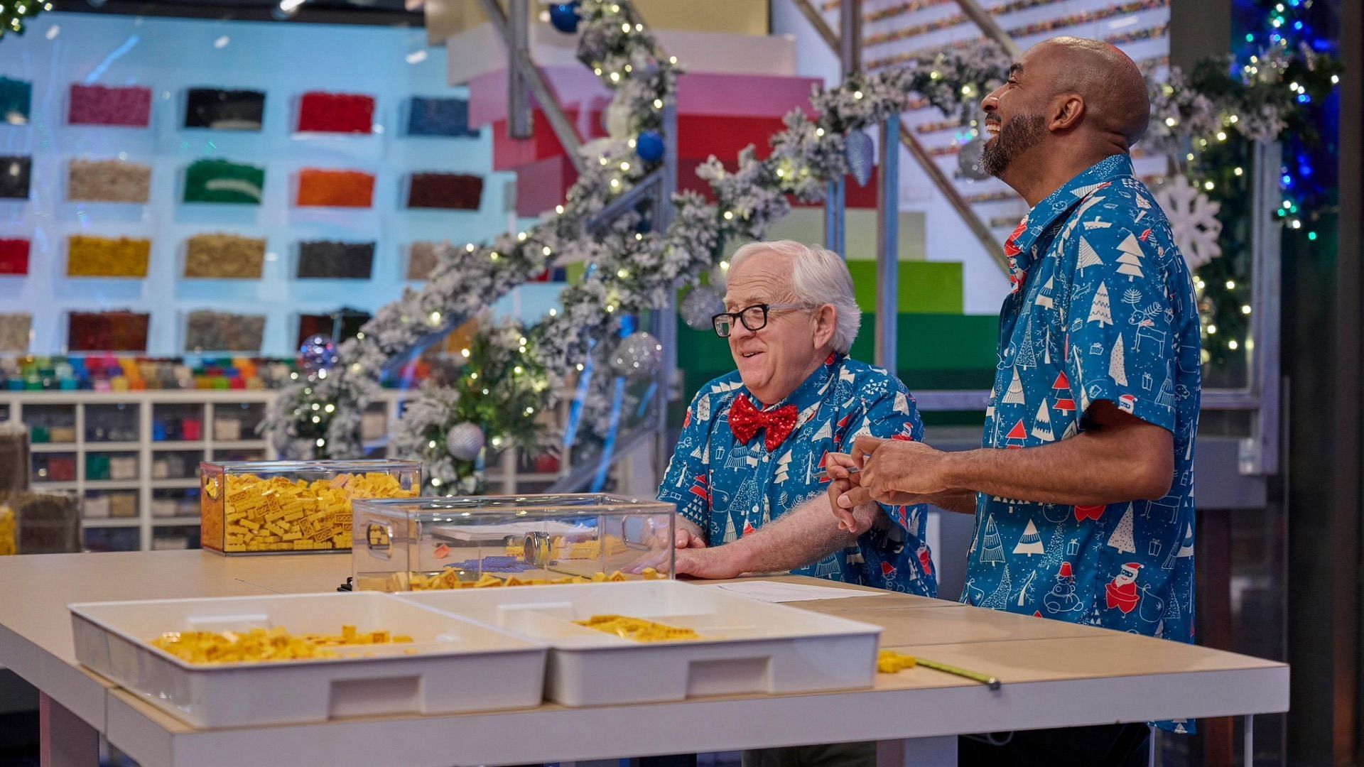 Leslie Jordan and Mel Brown from Lego Masters (Image via Twitter/@LEGOMastersFOX)