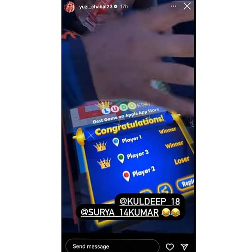 Screenshot of Yuzvendra Chahal's Instagram story.