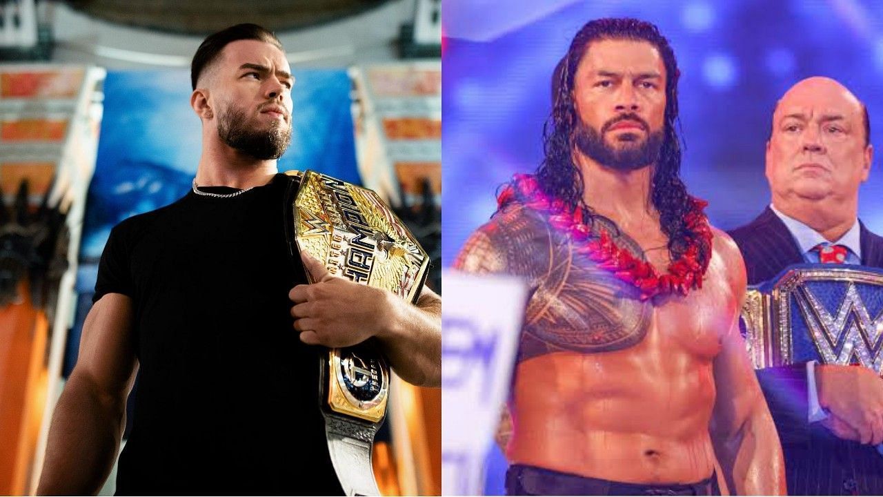 यूएस चैंपियन ऑस्टिन थ्योरी और अनडिस्प्यूटेड WWE यूनिवर्सल चैंपियन रोमन रेंस 
